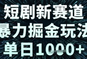 短剧新赛道，暴力掘金玩法，单日1k+【揭秘】
