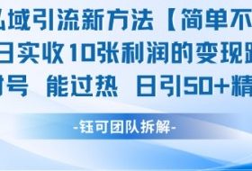 男粉私域引流新方法，单日收10张利润，日引流50+精准粉