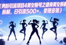 男粉引流项目4美女账号之健身美女拆解，日引流500+，变现多张
