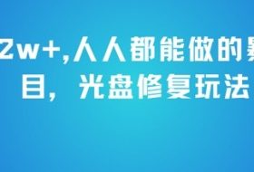 月入2w+，人人都能做的暴利项目，光盘修复玩法