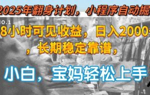 （15082期）2025年翻身计划，小程序自动掘金48小时可见收益，日入2000+，长期稳定…