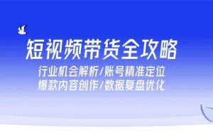 （15089期）短视频带货全攻略，行业机会解析/账号精准定位/爆款内容创作/数据复盘优化