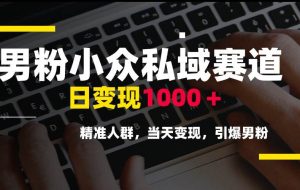 （15092期）男粉小众私域赛道，日变现1000＋，精准人群，当天变现，引爆男粉