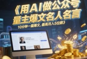 用AI做公众号流量主爆文名人名言，10分钟一篇爆文，最高月入5位数