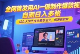 全网首发用AI一键制作爆款视频，自测日入多张，适合大学生宝妈兼职创业，保姆级教程