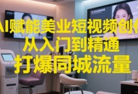 AI赋能美业短视频创作，从入门到精通，打爆同城流量，超级AI工具短视频实操落地