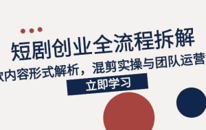 （15107期）2025短剧创业全流程拆解，爆款内容形式解析，混剪实操与团队运营指南