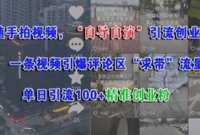 随手拍视频，自导自演引流创业粉， 一条视频引爆评论区“求带”流量，单日引流100+精准创业粉