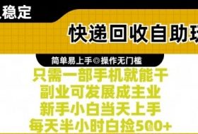 快递回收自助玩法，亲测只需一部手机就能干，新手小白当天上手，每天半小时白捡5张+【揭秘】