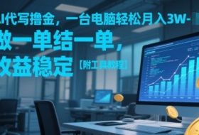 AI代写撸金，一台电脑轻松月入1-3W，做一单结一单，收益稳定【附工具教程】