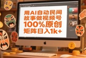 用AI自动民间故事做视频号，100%原创，矩阵日入1k+