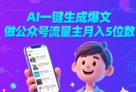 AI一键生成爆文，做公众号流量主月入5位数
