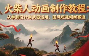 火柴人动画制作教程：从拳脚设计到武器运用，国风短视频新赛道