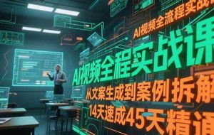 （15172期）AI视频全流程实战课，从文案生成到案例拆解，14天速成45天精通