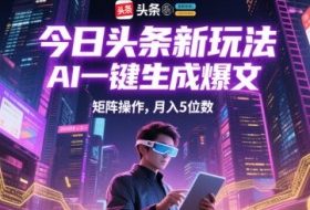 今日头条新玩法，AI一键生成爆文，矩阵操作，月入5位数