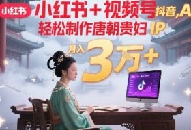 小红书+视频号+抖音，AI轻松制作唐朝贵妇IP，每天30分钟，轻松产出N条，月入3W+