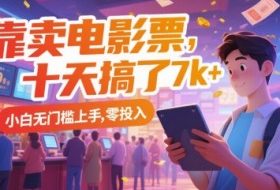靠卖电影票，十天搞了7k+，小白无门槛上手，零投入【揭秘】