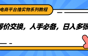 电商平台撸实物系列教程，等价交换，人手必备，日入多张