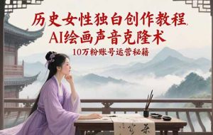 历史女性独白创作教程，AI绘画声音克隆术，10万粉账号运营秘籍