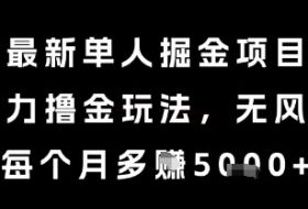 最新单人掘金项目，暴力撸金玩法，无风控，每个月多挣5k+【揭秘】