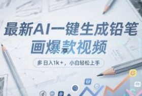 最新AI一键生成铅笔画爆款视频，多平台分发，日 入1k+，小白轻松上手【揭秘】