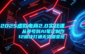 （15206期）2025虚拟电商2.0实战课，从养号到AI笔记制作，12模块打通无货源变现