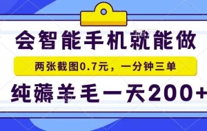 （15209期）2025年零撸手机项目 二十秒一单 纯薅羊毛 一天200+做就有