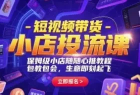 短视频带货-小店投流课，保姆级小店随心推教程，包教包会，生意即刻起飞