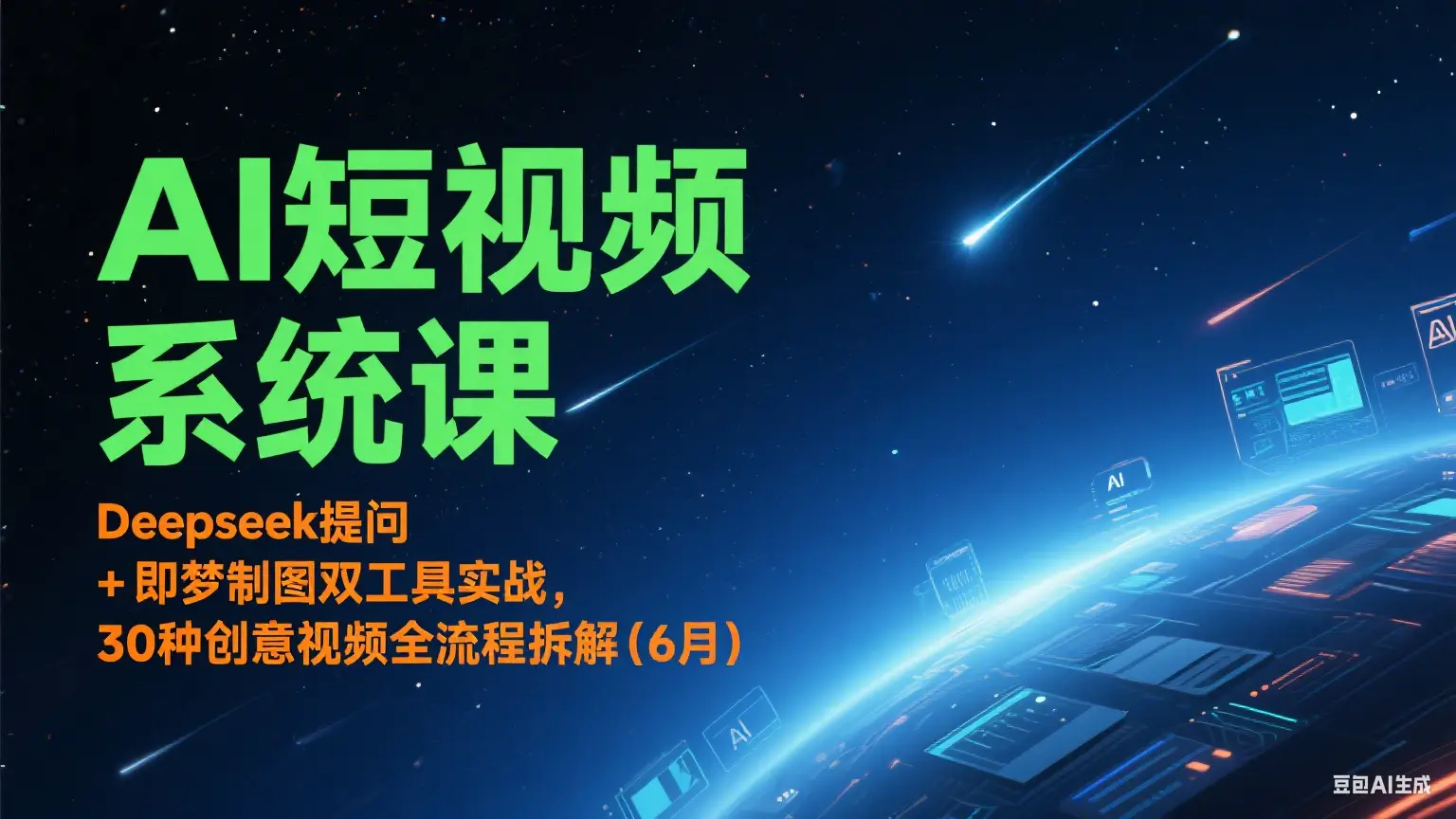 AI短视频系统课：Deepseek提问 + 即梦制图双工具实战，30种创意视频全流程拆解(6月)