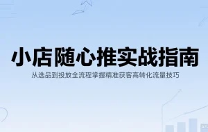小店随心推实战指南：从选品到投放全流程掌握精准获客高转化流量技巧