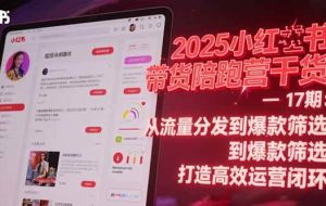 （15193期）2025小红书带货陪跑营干货-17期：从流量分发到爆款筛选 打造高效运营闭环