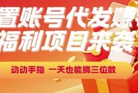 福利项目来袭，闲置账号代发挣钱，动动手指，一天也能搞三位数【揭秘】