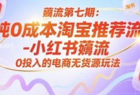 薅流第七期：纯0成本淘宝推荐流-小红书薅流最新版目，0投入的电商无货源玩法（附赠往期）