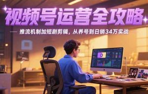 （15217期）2025视频号运营全攻略，推流机制加短剧剪辑，从养号到日销34万实战
