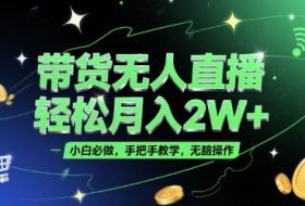 带货无人直播，轻松月入2W+，小白必做，手把手教学，无脑操作(附学习资料)