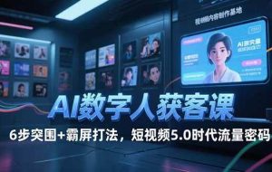 （15247期）AI数字人获客课，6步突围+霸屏打法，短视频5.0时代流量密码