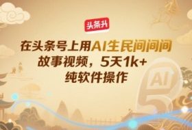 在头条号上用AI生民间故事视频，5天1k+，纯软件操作
