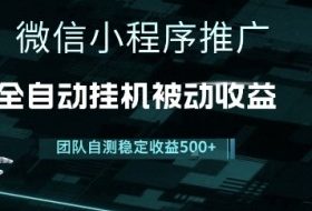 小程序推广项目最新3.0，上手简单，长期稳定，独家引流方法，让你真正实现睡后收入【揭秘】