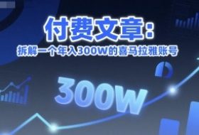 付费文章：拆解一个年入300W的喜马拉雅账号