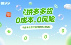 拼多多无货源项目，0成本，0风险，手把手教你玩转拼多多无货源
