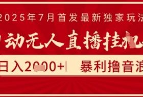 太阳联盟7月最新抖音无人直播暴力撸音浪玩法，无脑日入2k+ 长期稳定，可矩阵放大【揭秘】