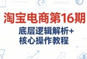 淘宝电商第16期，底层逻辑解析+核心操作教程，运营、推广提升能力的必学课程+配套资料