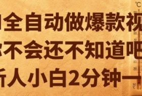 AI全自动做爆款视频，你不会还不知道吧？新人小白2分钟一条【揭秘】