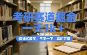 考研赛道掘金，一天1k+，学历低也能做，保姆式教学，不学一下，真的可惜【揭秘】