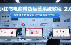小红书电商带货运营系统教程2.0，有货源无货源关键环节全面解决方案！