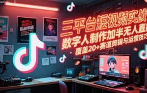 （15265期）三平台短视频实战课，数字人制作加半无人直播，覆盖20+赛道剪辑与运营技巧