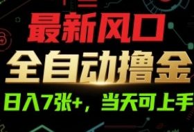 最新风口，全自动撸金，日入7张+，当天可上手【揭秘】
