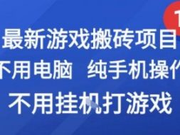 最新游戏搬砖项目，纯手机操作，不用电脑挂G打游戏，网创副业兼职【揭秘】