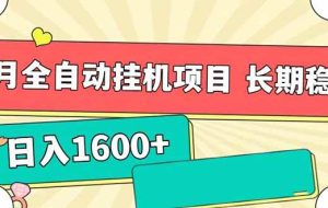 （15319期）7月最新全自动挂机项目日入1600+长期稳定收益