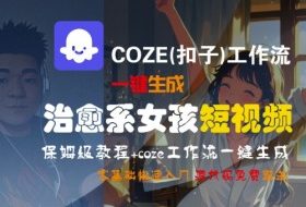COZE(扣子)工作流一键生成治愈系女孩短视频，保姆级教程，零基础快速入门
